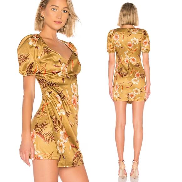 LPA REVOLVE Pinched Wrap Mini Wrap Dress in Lush Tropics US XL NWT $188 - Picture 1 of 11